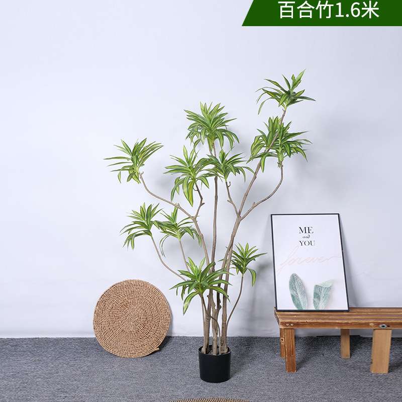 精致仿真绿植百合竹仿生植物可弯曲造型绿植景观室内客厅装饰超密图片