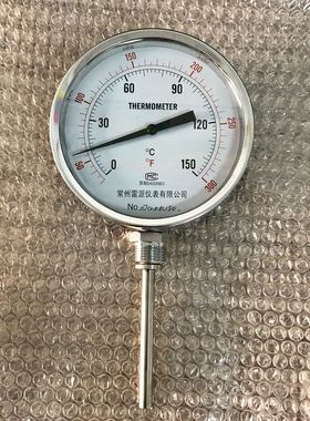 WSS-511 双金属温度计 0-150度 尾长100mm 杆径10mm 表盘150mm