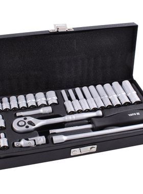 易尔拓进口汽修工具1/4套筒扳手组套小飞铁盒包装YT-14411 14421