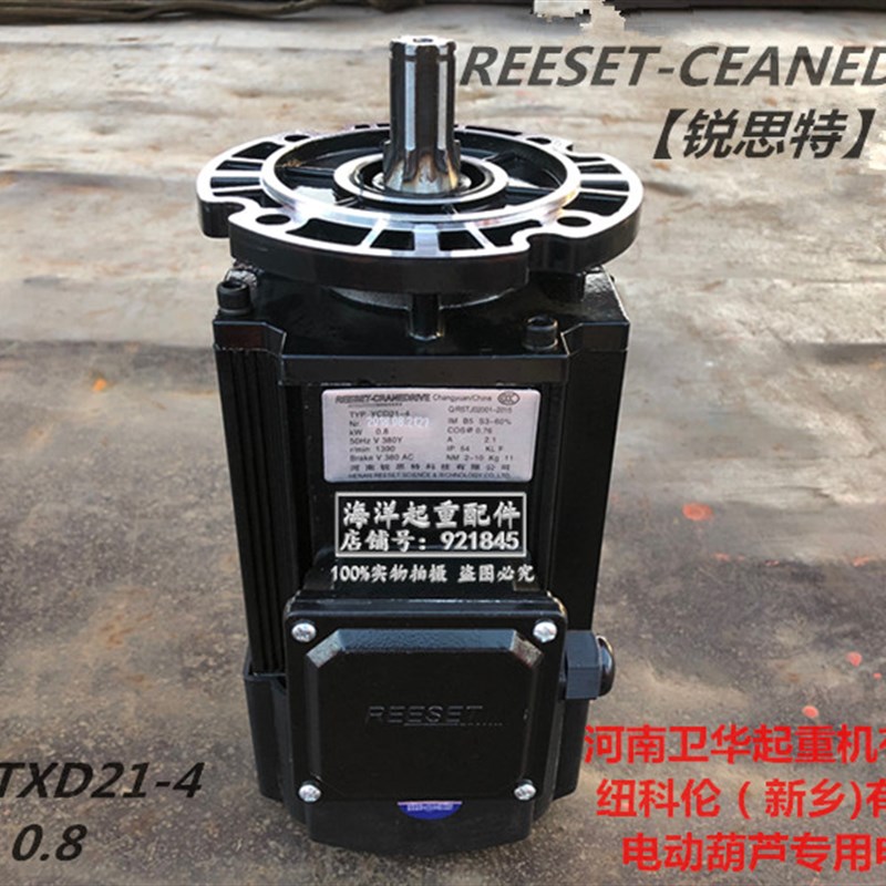 河南锐思特电机YCD21-4 0.8kW电机 纽科伦起重机驱动软起动电机黑