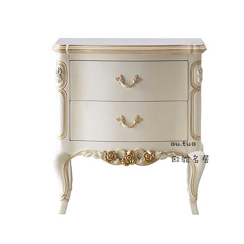 法式实木雕刻床头柜新古典风储物柜卧室床边柜欧式斗柜公主床尾凳