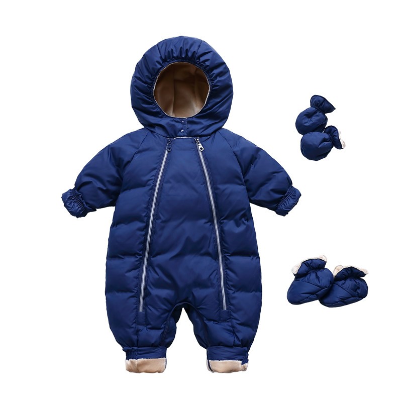 婴幼儿羽绒服连体衣冬季加厚男女宝宝爬服外出保暖抱衣新生儿哈衣