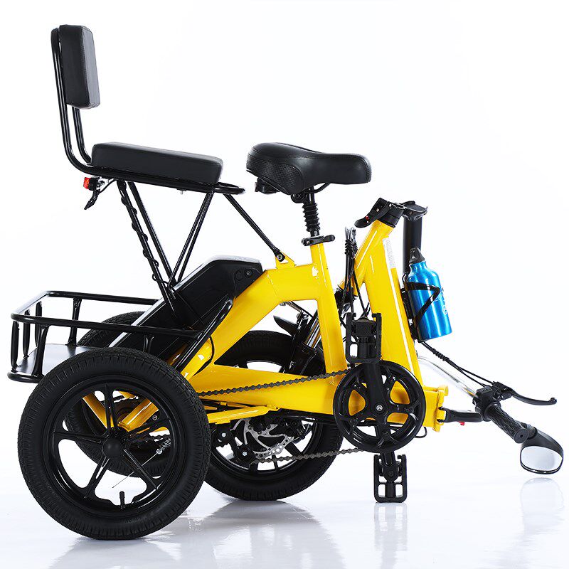 2024新款小型迷你折叠人力脚踩电动三轮车成人家用轻便代步车