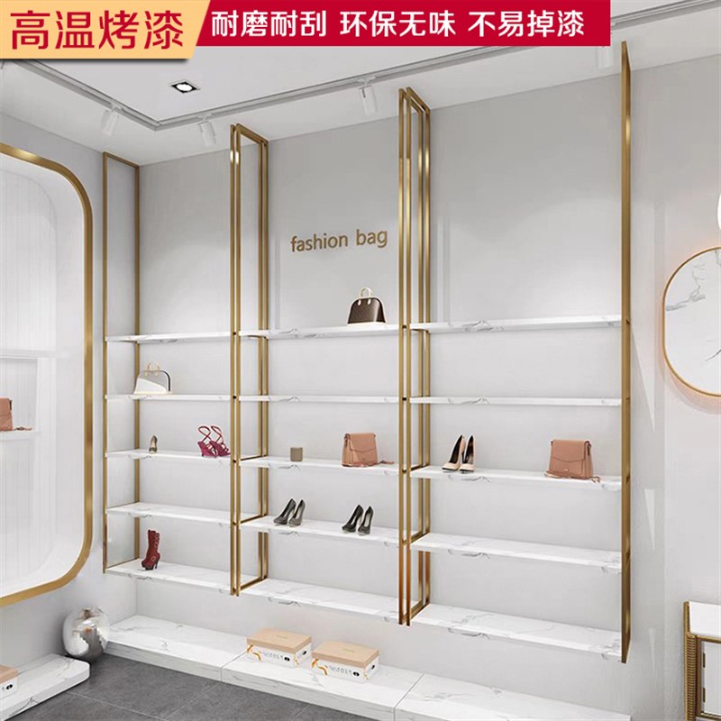 鞋店鞋架展示架店铺商用摆包包童鞋鞋墙上墙展柜装修效果带灯货架
