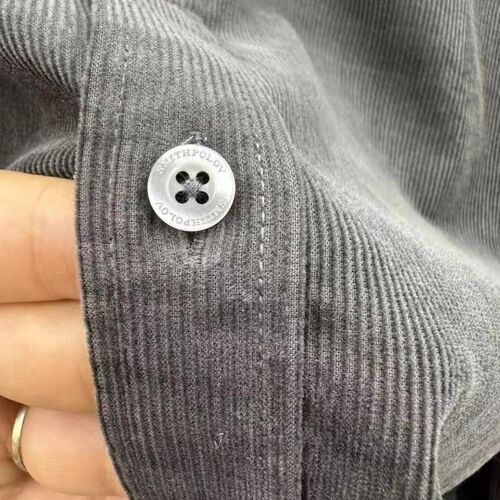 斯家男士秋冬季棉梭织灯苾绒竖条纹长袖衬迪柯款上班休闲通勤