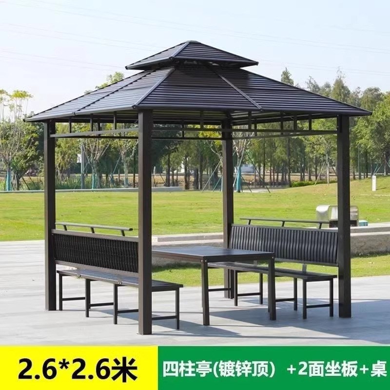 户外凉亭镀锌顶棚亭子四柱亭别墅庭院花园天台休闲遮阳棚大雨棚