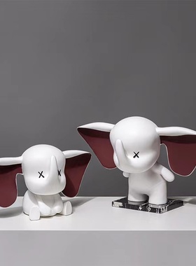 创意小飞象树脂雕塑摆件结婚礼物电视柜客厅大象动物家居软装饰品