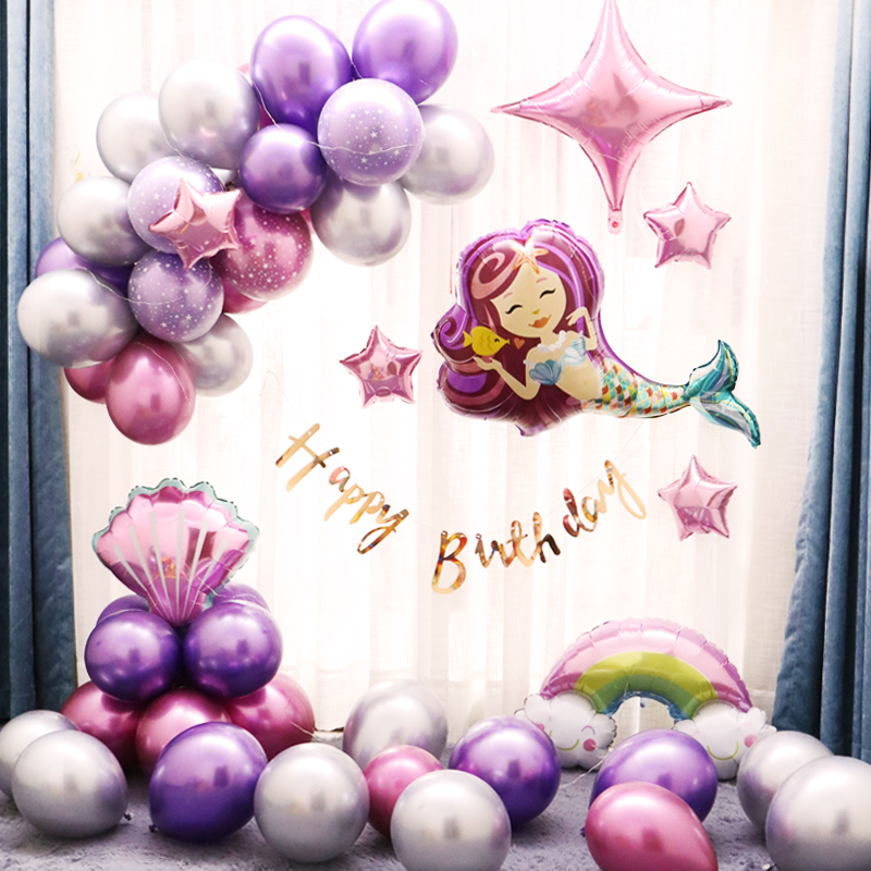 女孩生日气球套装宝宝周岁背景墙装扮儿童快乐派对装饰品场景布置