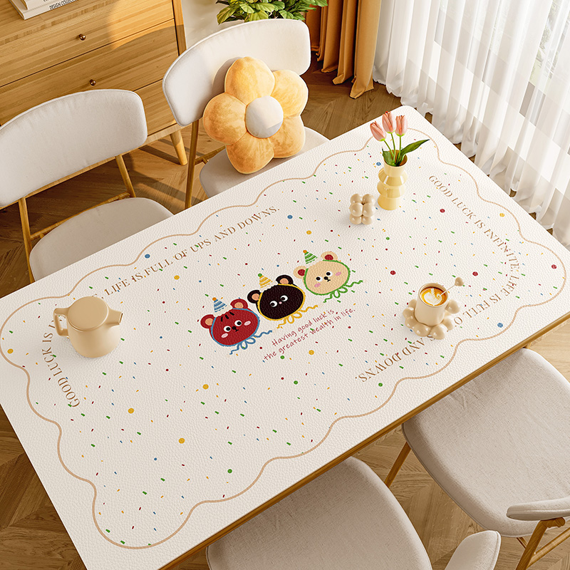 餐桌垫免洗防油防水免洗防烫隔热轻奢高级感桌布长方形硅胶皮革垫