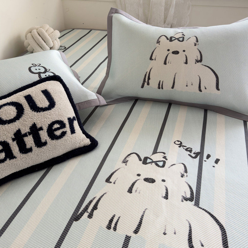 冰丝凉席三件套亲肤儿童软席子可机洗水洗学生宿舍单人空调席草席,床上用品,冰丝席,淘宝优惠券,粉丝福利购,淘宝优惠卷