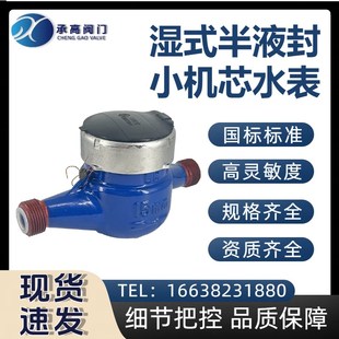 三川出租房自来水管道国标半液封小机芯铜配件水表惠民家用4分6分