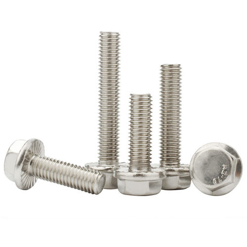 M6M8M10M12 304不锈钢法兰外六角螺栓带齿六角自带垫螺丝GB5789