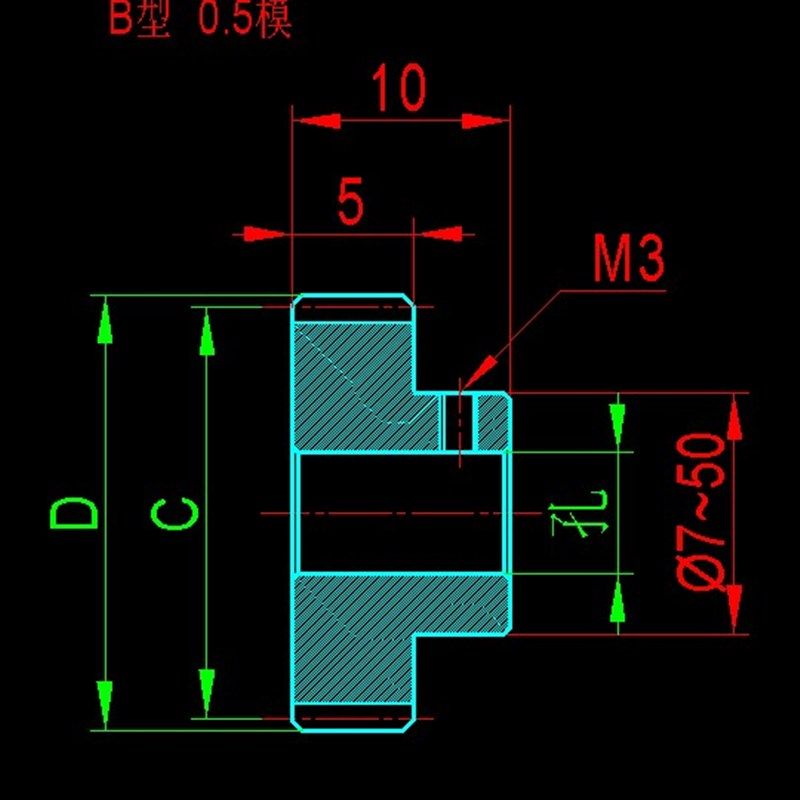 碳钢0.5模10~160T齿40Cr45#国标圆柱直齿轮齿条传动配件大全0.5mB