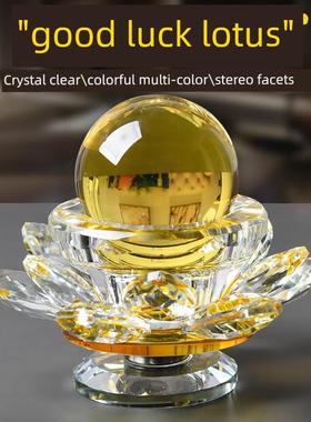 水晶莲花球形烛台可旋转手机眼镜珠宝柜台创意装饰家居中式风格