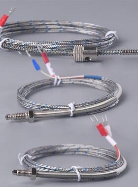 K型热电偶感温线注塑机高精度耐高温M6M8卡扣式1/4螺钉式加长定制