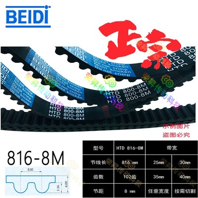 BEIDI同步带HTD 8M齿形8M816数控编码器皮带HTD 816-8M切割机皮带