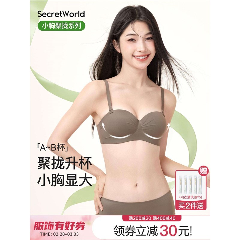 内衣女小胸聚拢显大圆圆w胸无痕上托收副乳防下垂调整型文胸