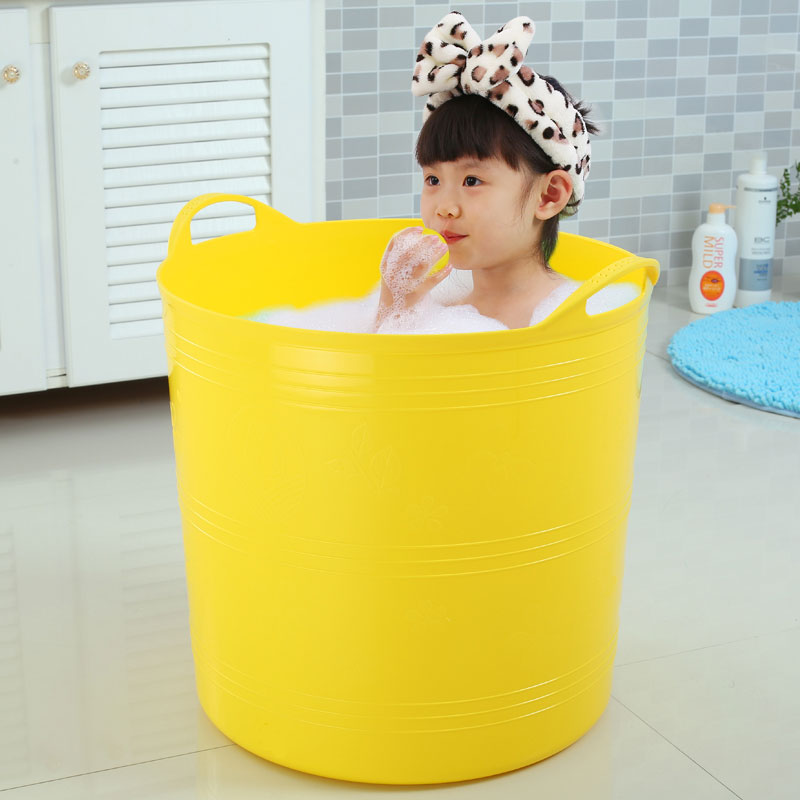加高大号泡澡桶沐浴桶儿童洗澡桶塑E料小孩婴儿泡澡桶宝宝游泳澡