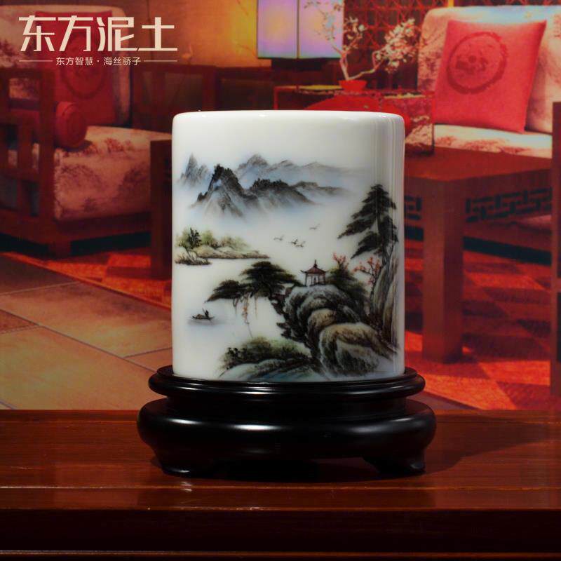 手绘陶瓷笔e筒书房办公室书桌摆件送老师朋友礼物纪念礼品可定制