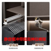 阻尼哑黑静音缓冲太空铝伸缩隐藏拉出衣柜羊绒灰移动纵向收纳裤 架