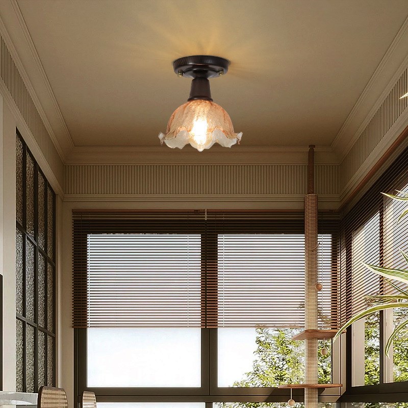 冰裂纹花朵过道吸顶灯美式复古走廊玄关书房卫生间个性创意吸顶灯