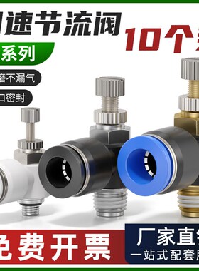气动气管节流阀SL8-02可调快速接头调速阀SL4/6/10/12气缸M501-02