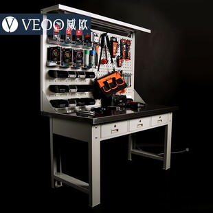 带灯不锈钢重型台 横三抽钳工桌 电子工程师工作台 实验室操作台