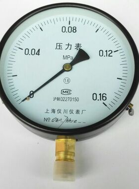 上海仪川仪表厂 压力表 Y-100 0~0.16mpa 直径100mm 螺纹m20*1.5