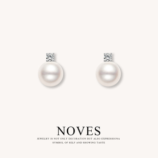 诺唯思NOVES戴妃淡水珍珠耳钉女2025新款轻奢高级感耳环气质耳饰