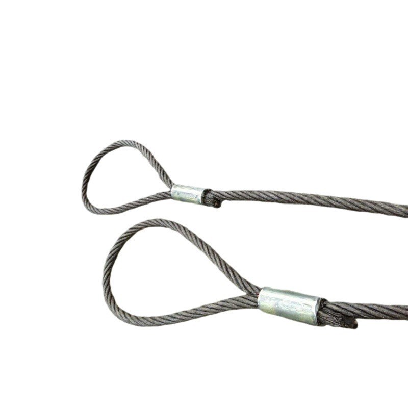 厂家直销5t6m镀锌压制钢丝绳2吨5米油性麻芯钢丝绳索具铝套压扣