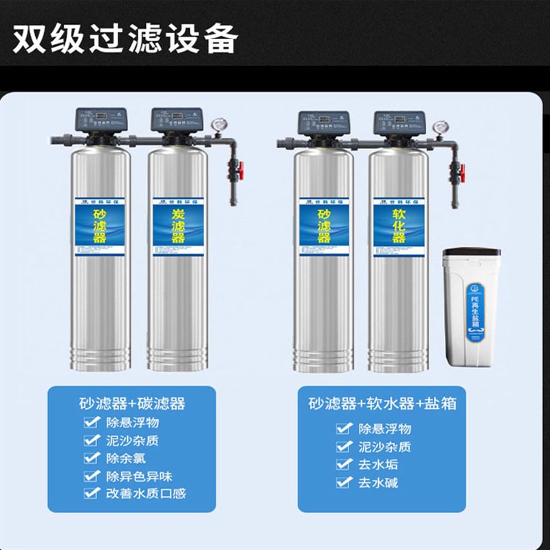 中央软水机不锈钢软化水处理设备家用商用除钙镁离子除水垢净水机