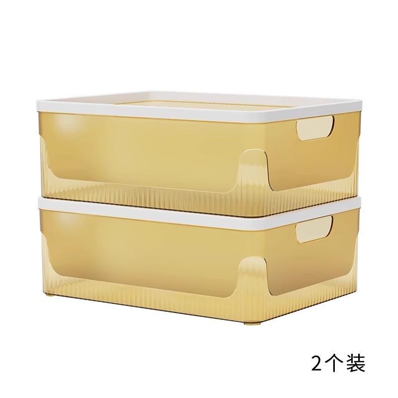 塑料收纳盒无盖桌面整理盒4纸收纳筐可叠加长方形加厚大号陈之红