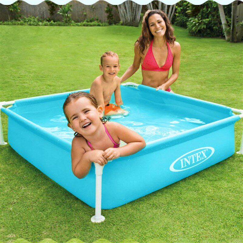 INTEX57173游泳池儿童方形夹网支架水池幼儿宝宝浴盆戏水钓鱼池