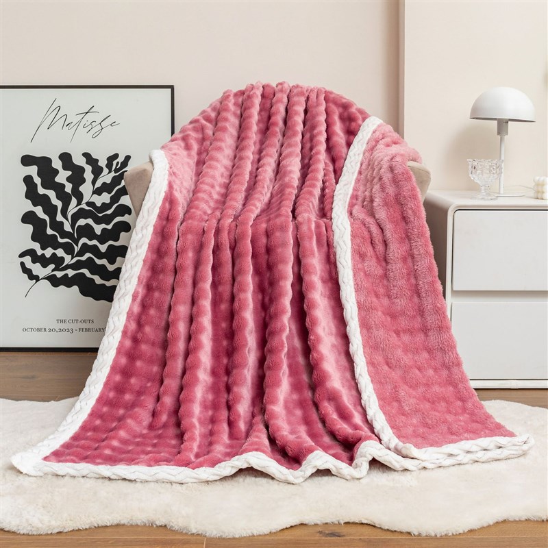 夏季单层泡泡兔绒毛毯法蓝绒四季休闲沙发盖毯办公室午睡空调毯子