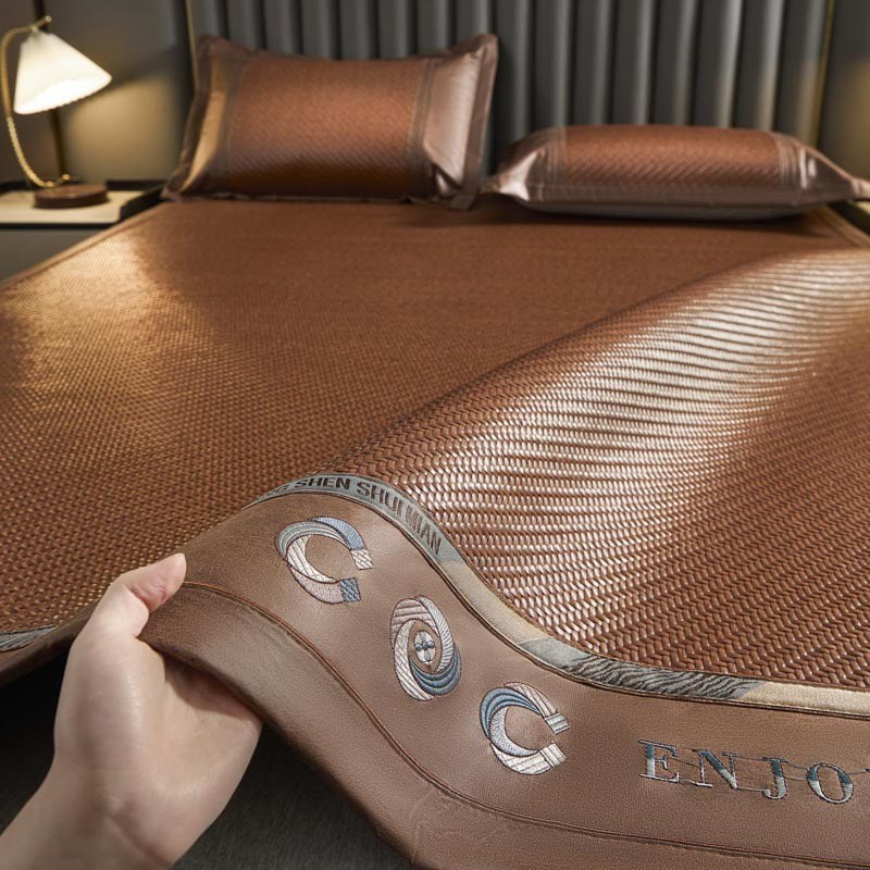 2025新款夏季凉感PE加厚冰丝藤席三件套空调凉席床垫软席子可机洗