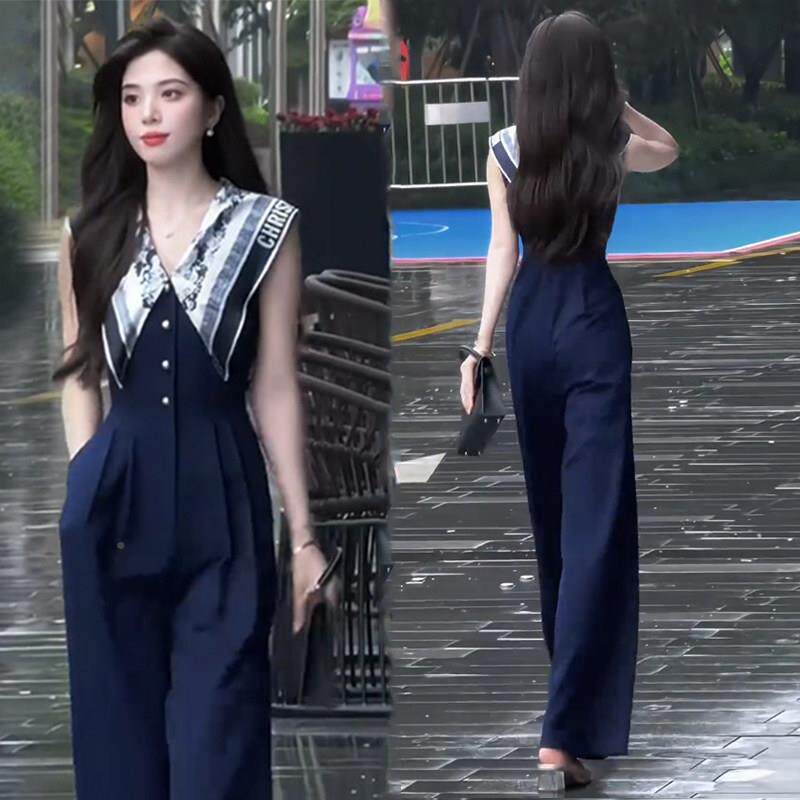 法式高级ZME连感气质时收腰显瘦身裤女夏新季款尚通勤百搭连身裤