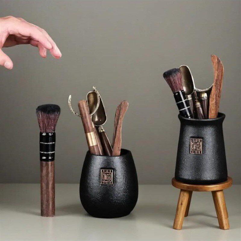 茶道六君子6件套l茶筒单筒镊子中式茶桌配件新款茶桌台泡茶工具
