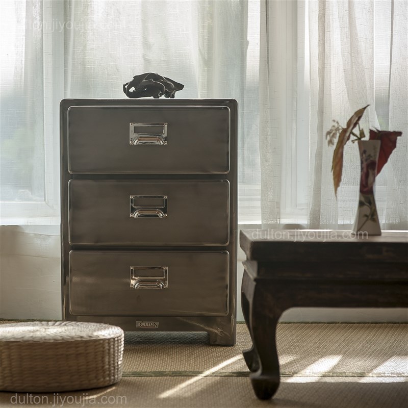 稻谷藏库 DULTON金属小三屉柜 复古床头柜收纳储物柜子 运费到付