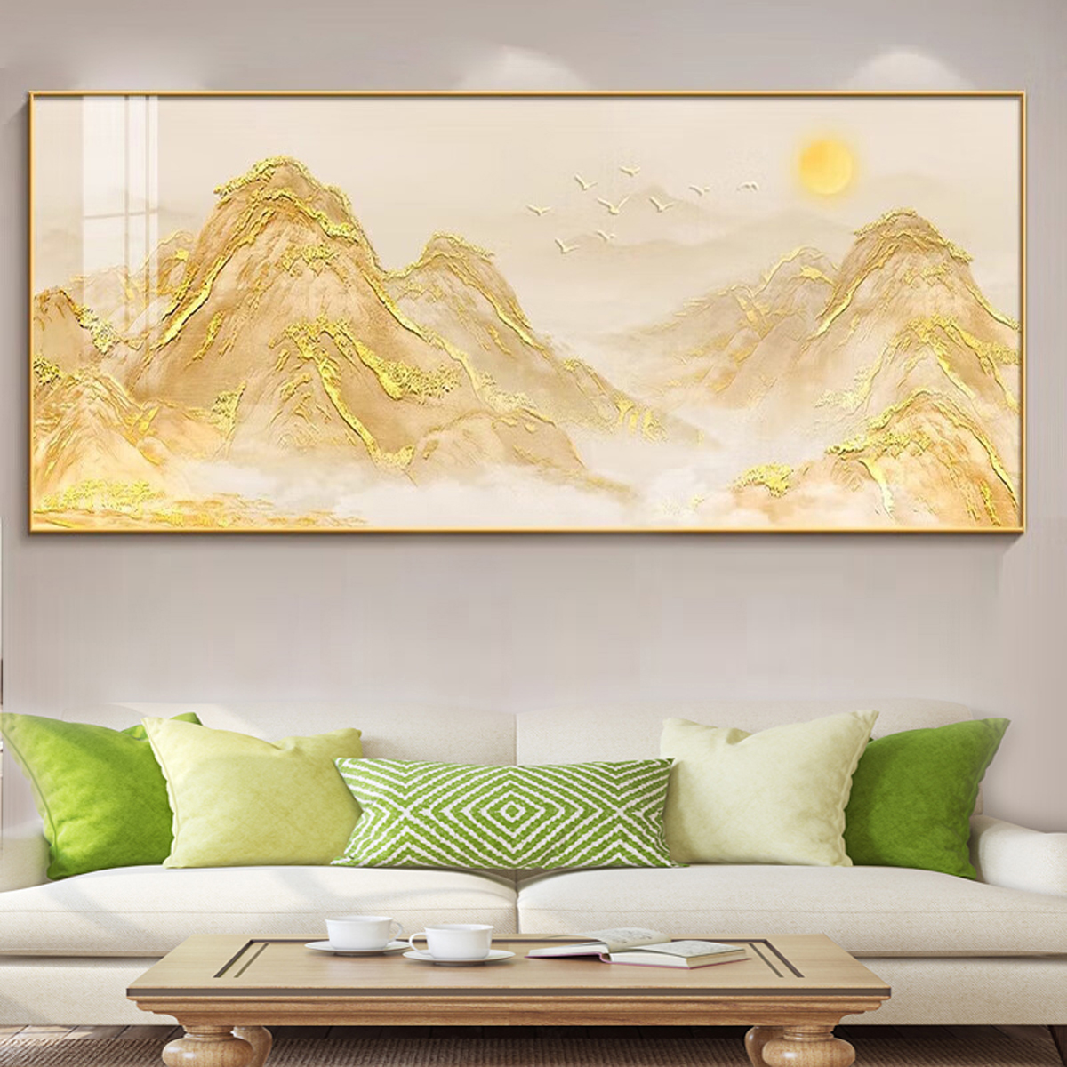 千里江山图挂画客厅沙发靠山图