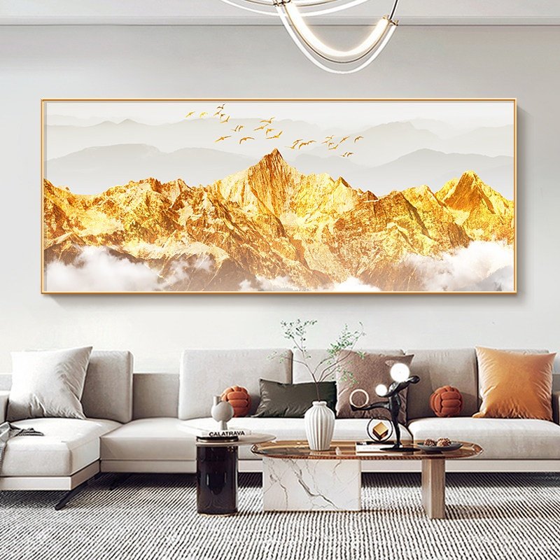 墨濯尘日照金山壁画客厅沙发背景墙山水画背靠金山装饰画现代挂画,家居饰品,现代装饰画,淘宝优惠券,粉丝福利购,淘宝优惠卷