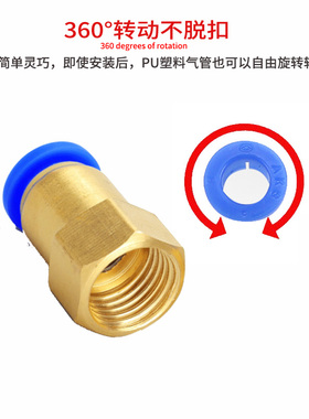 AKS艾克斯气动快速接头内螺纹直通气管快插PCF6-01/8-02/10-03/12