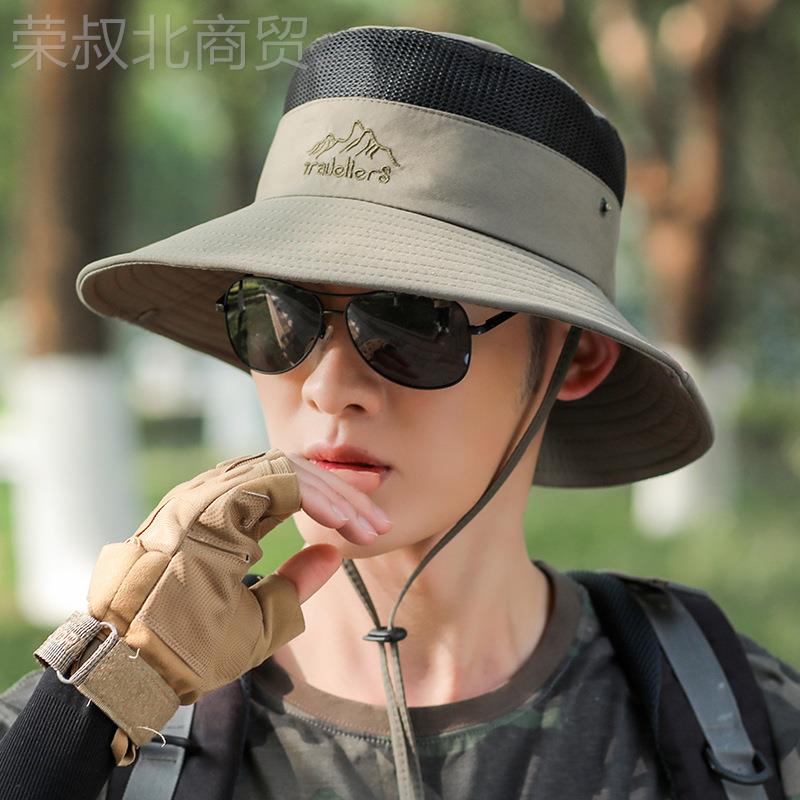 新款便眼携渔帽夫帽男士户外鱼网透钓气遮阳帽YZF登山帽子