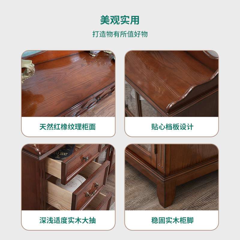 实木餐边柜现代简约家用储物柜多功能茶水柜大容量家用厨房碗橱柜