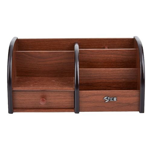 木质桌面收纳笔筒木制多用名片收纳可印字遥控器收纳盒免打孔高档