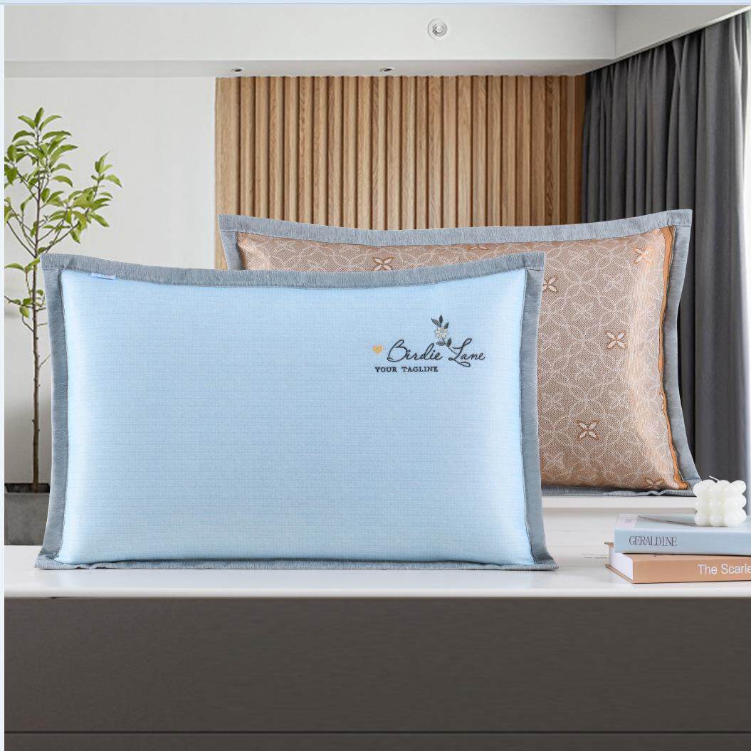 绣花夏季凉感丝乳胶枕套48*74成人儿童记忆枕套单人可拆洗枕头套