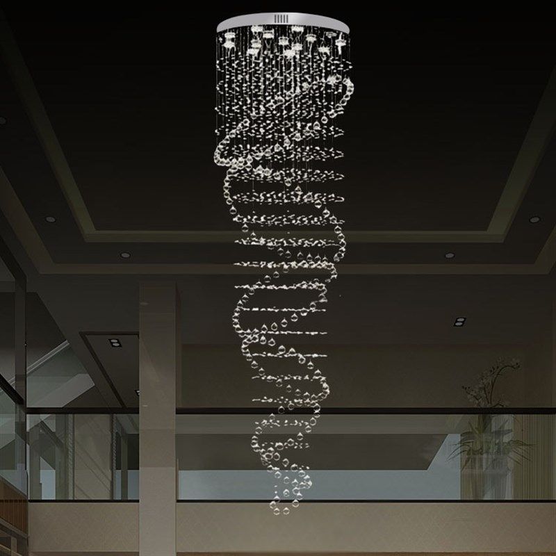 复式楼梯灯现代简约水晶吊灯别墅客厅楼梯间吊线灯大堂螺旋长吊灯,家装灯饰光源,客厅吊灯,淘宝优惠券,粉丝福利购,淘宝优惠卷