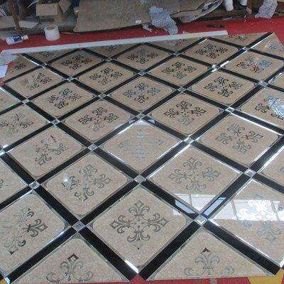 现代轻奢水晶玻璃各式拼镜菱形背景墙客厅背景别墅酒店厂家直供