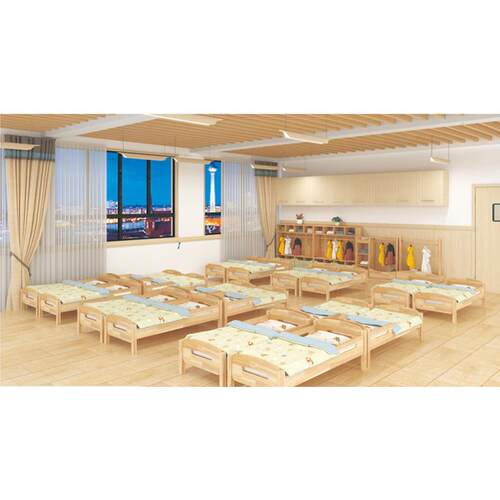 YEC-2502厂家直销新款幼儿园木质小床 简约实木幼儿园午睡床