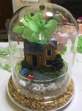 苔藓微景观生态 多肉植物玻璃花 玻璃罩 玻璃工艺品