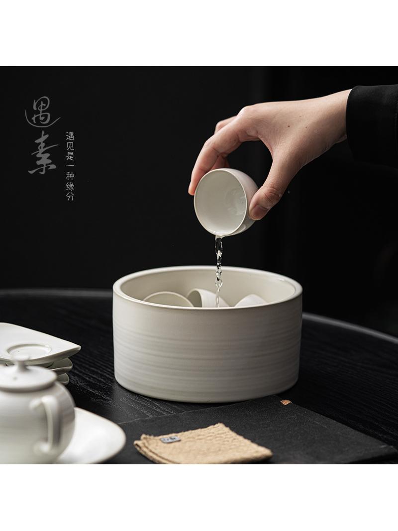 粗陶茶洗大号建水陶瓷水洗茶杯洗笔洗功夫茶具茶道水盂茶渣缸